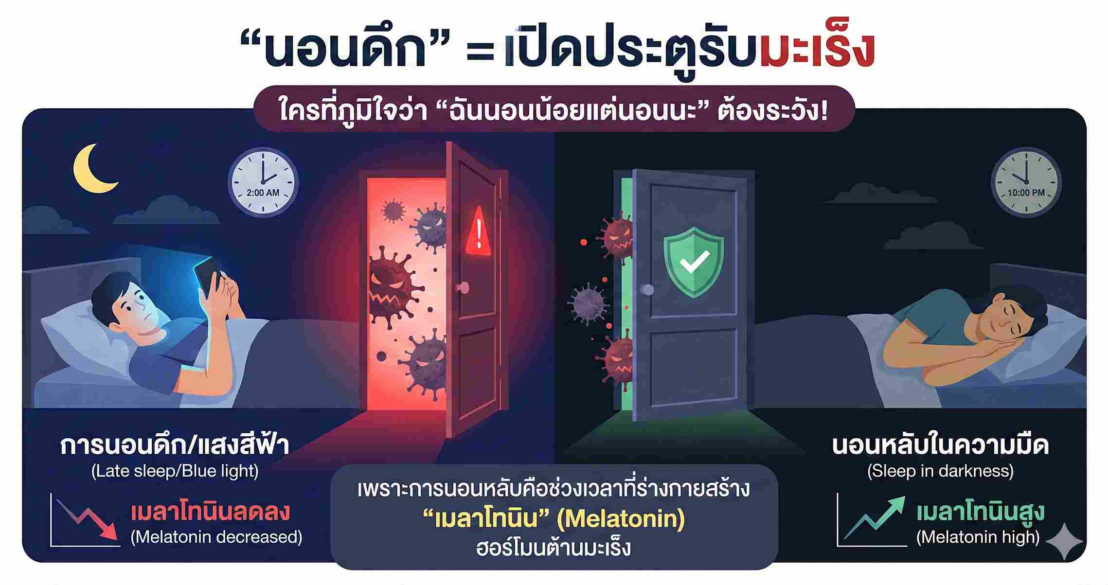 นอนดึกก็เสี่ยงมะเร็ง เพราะนอนไม่พอ